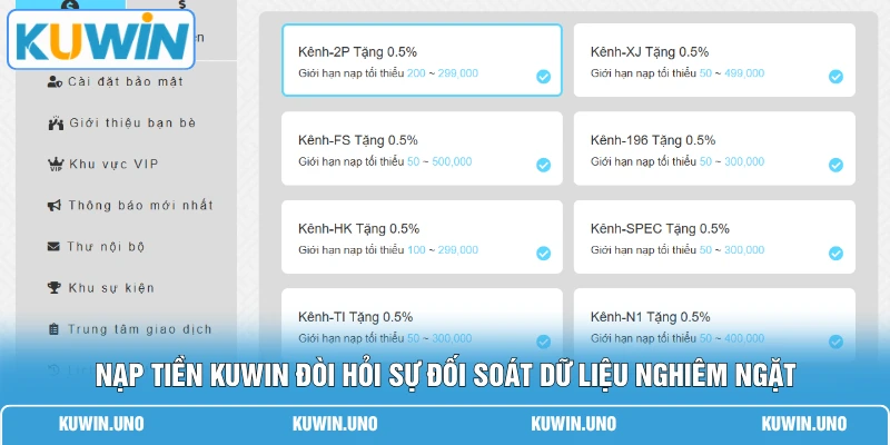 Nạp tiền KUWIN đòi hỏi sự đối soát dữ liệu nghiêm ngặt